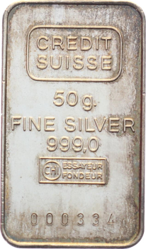 Preview: 50 Gramm Silberbarren Credit Suisse Preview: 50 Gramm Silberbarren Credit Suisse
